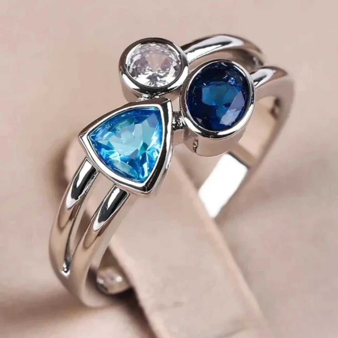 Vintage Blå Krystal Ring