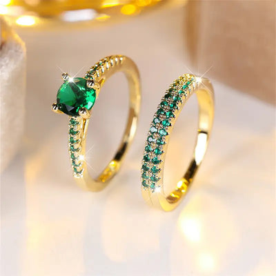 Isabella Sapphire Duo Ring Set | Guld