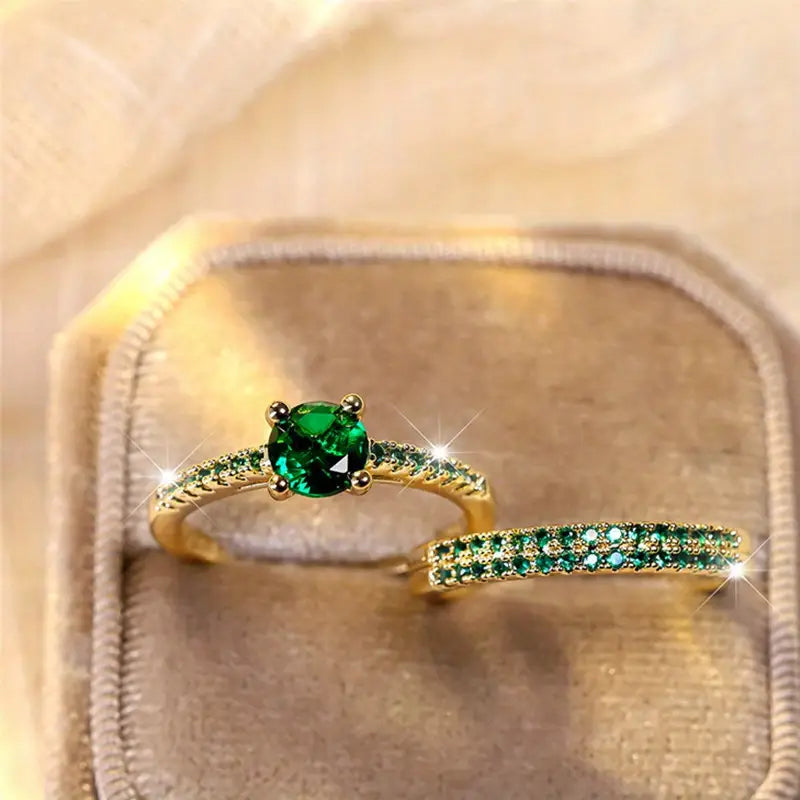Isabella Sapphire Duo Ring Set | Guld
