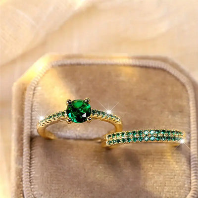 Isabella Sapphire Duo Ring Set | Guld
