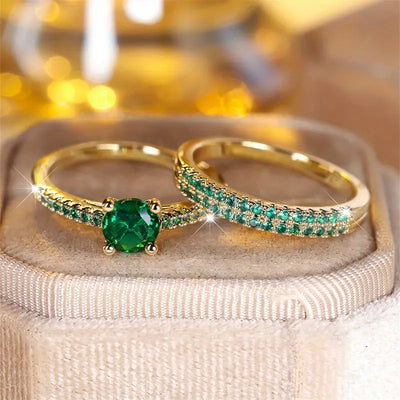 Isabella Sapphire Duo Ring Set | Guld