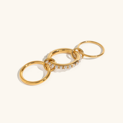 Guld-Sølvperle-Stapelring – Albyn