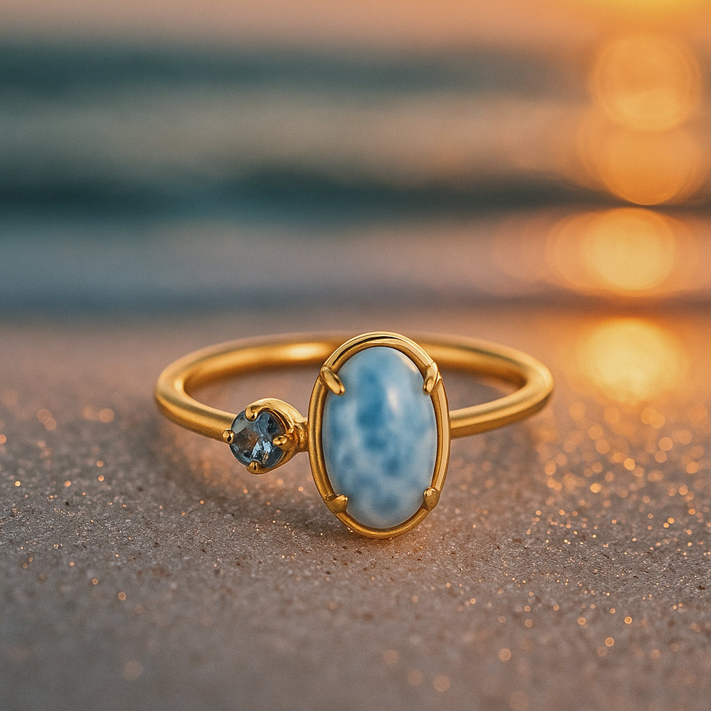 Celeste Wave – 925 Sterling Sølvring med Topas