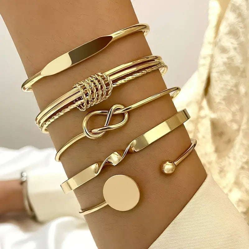 Elegant Knotted Armbånd Sæt i Guld