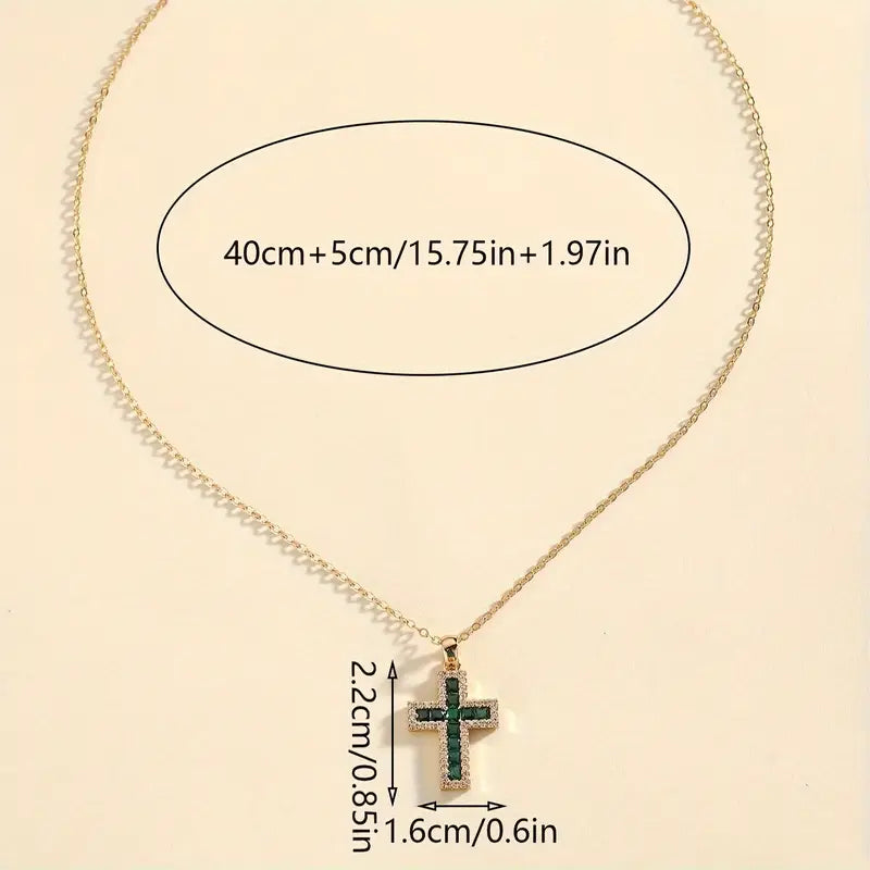 Celeste Sapphire Cross Pendant Necklace | Roséguld