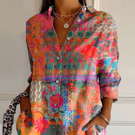 Klara | Elegant Casual Blomstret Skjorte med Knapper