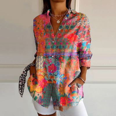 Klara | Elegant Casual Blomstret Skjorte med Knapper