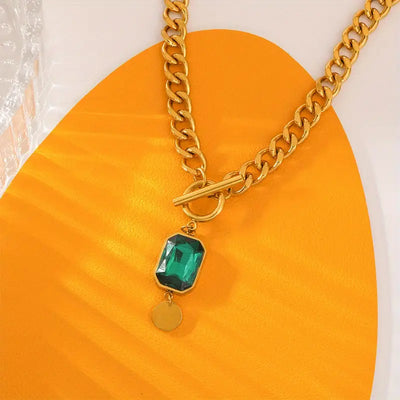 Bold Link Jade Teardrop Halskæde | Roséguld