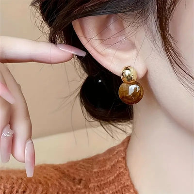 Aurélie Amber Drop Øreringe | Guld