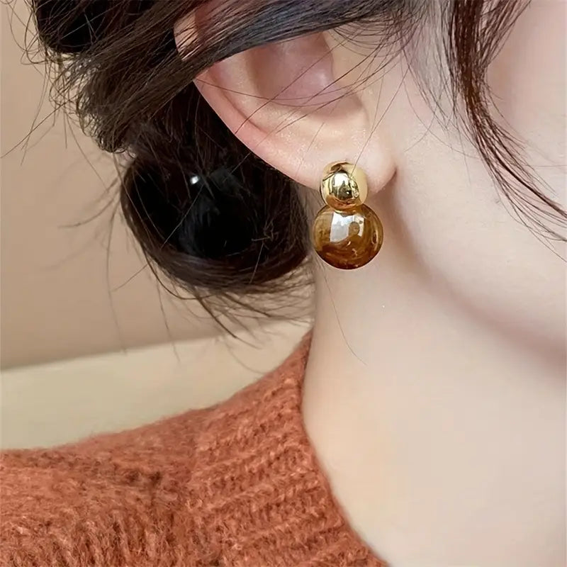 Aurélie Amber Drop Øreringe | Guld