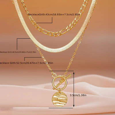 Savira Textured Coin Layering Necklace | Guld