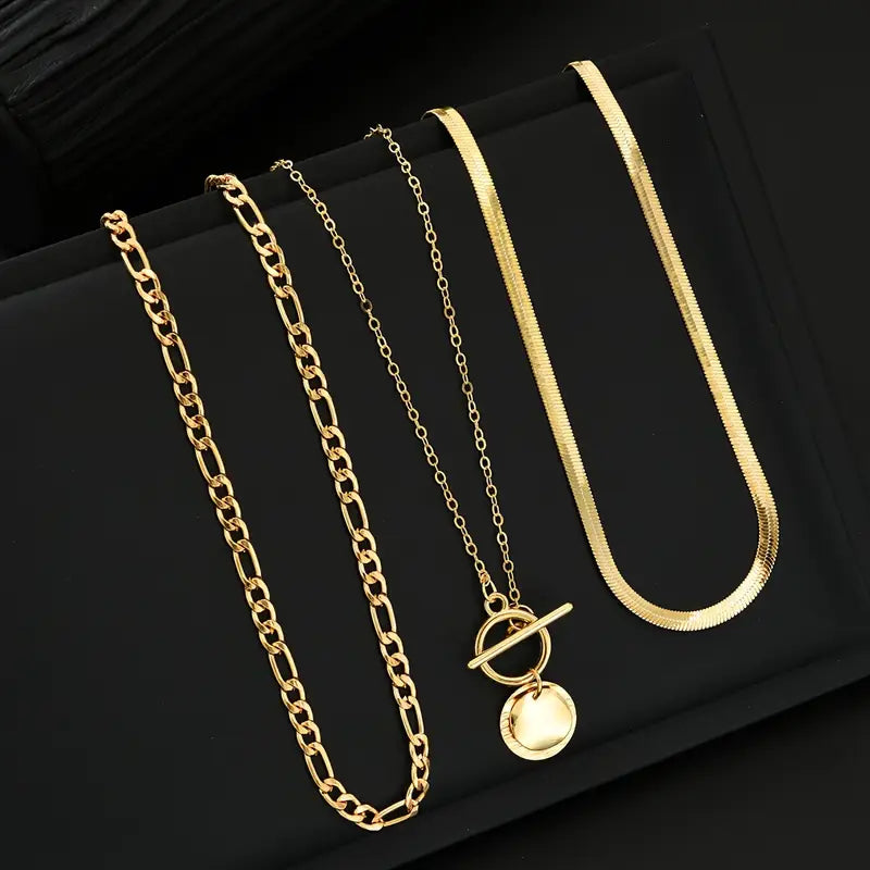 Savira Textured Coin Layering Necklace | Guld