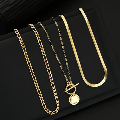 Savira Textured Coin Layering Necklace | Guld