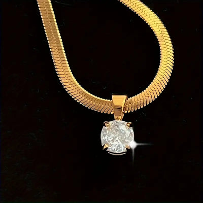 Elegant halskæde med rhinestone vedhæng i guld