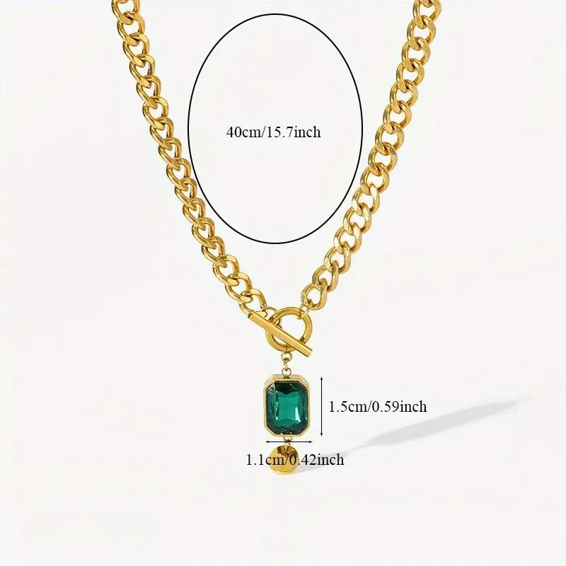 Bold Link Jade Teardrop Halskæde | Roséguld
