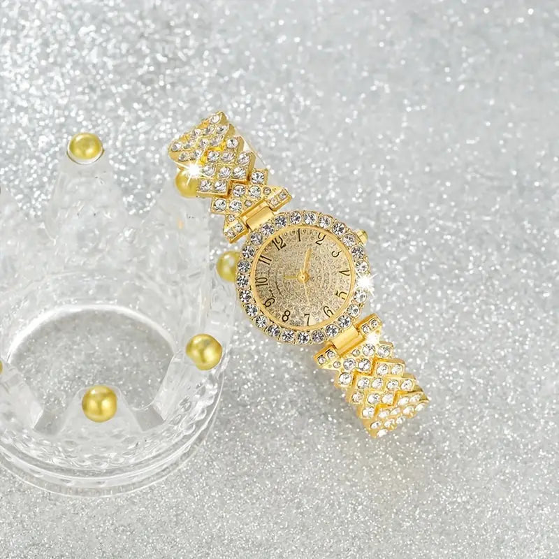 Elegant Guld Ur & Armbånd Sæt | Luxe Radiance Kollektion