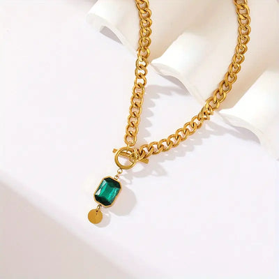 Bold Link Jade Teardrop Halskæde | Roséguld