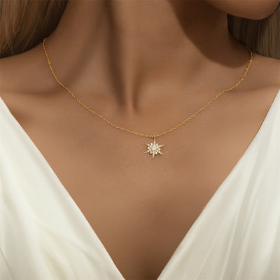 Opal-Solblomst-Guldhalskæde – Christabell