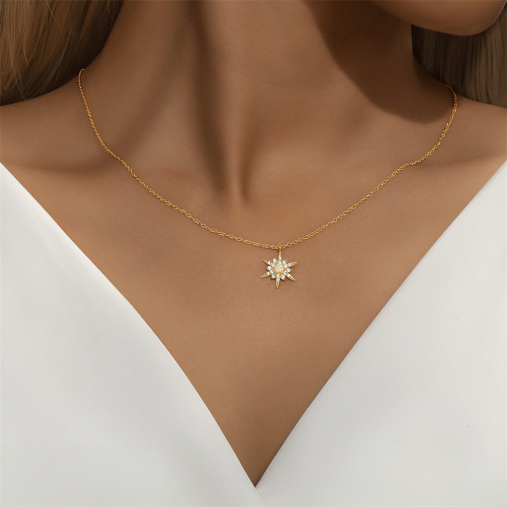 Opal-Solblomst-Guldhalskæde – Christabell