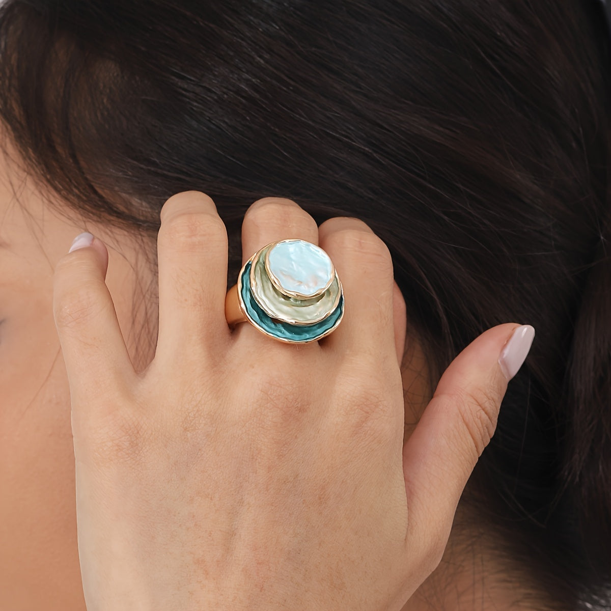 Boho Tre-lags Emalje Ring