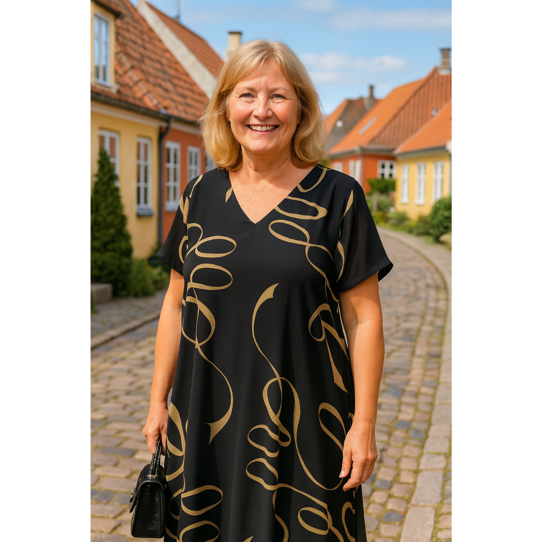 Sanne | Kjole med Grafisk Print
