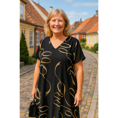 Sanne | Kjole med Grafisk Print