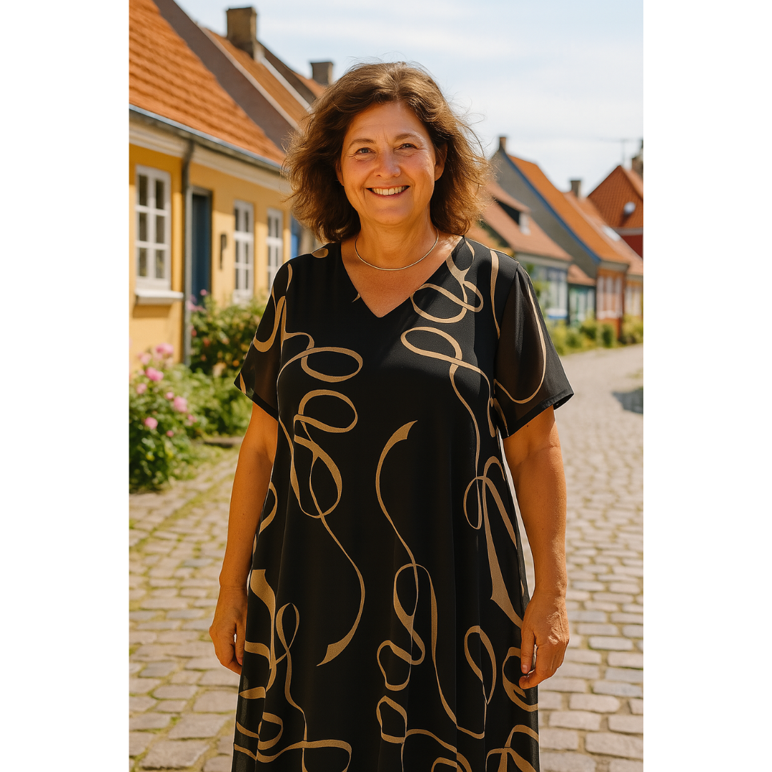 Sanne | Kjole med Grafisk Print