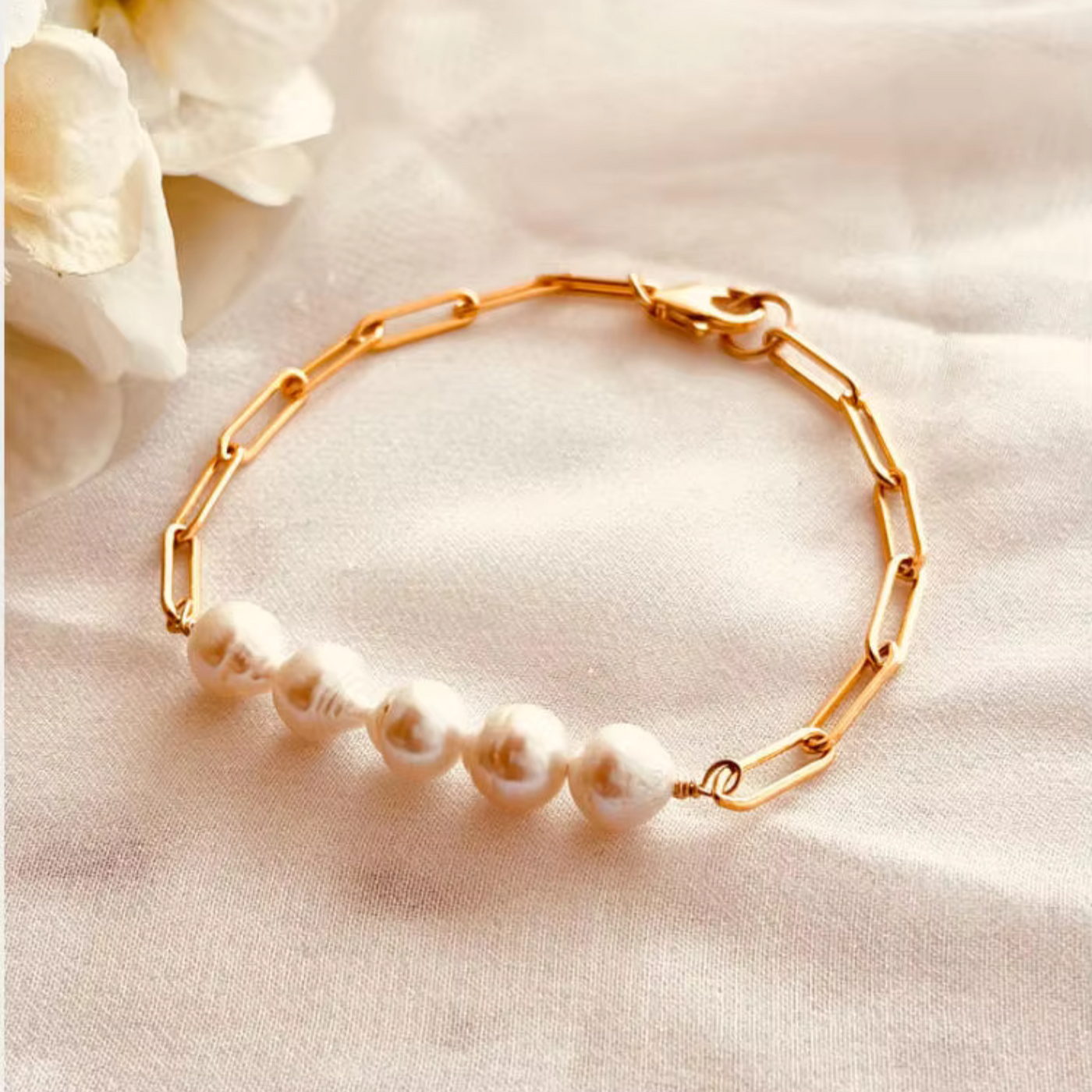 Barok Perle Papirclips Armbånd
