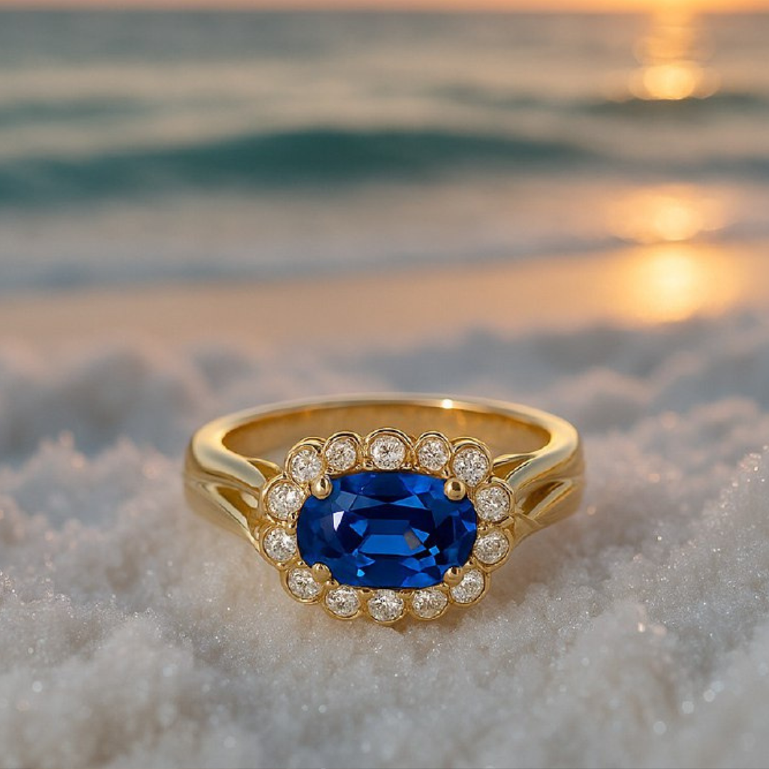 Silent Waves | Ring i 925 sølv med blå krystal