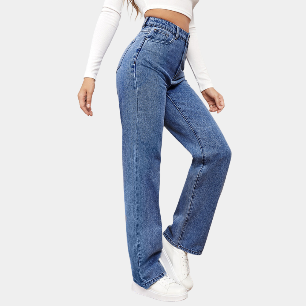 Birthe | Elegante højtaljede jeans med brede ben