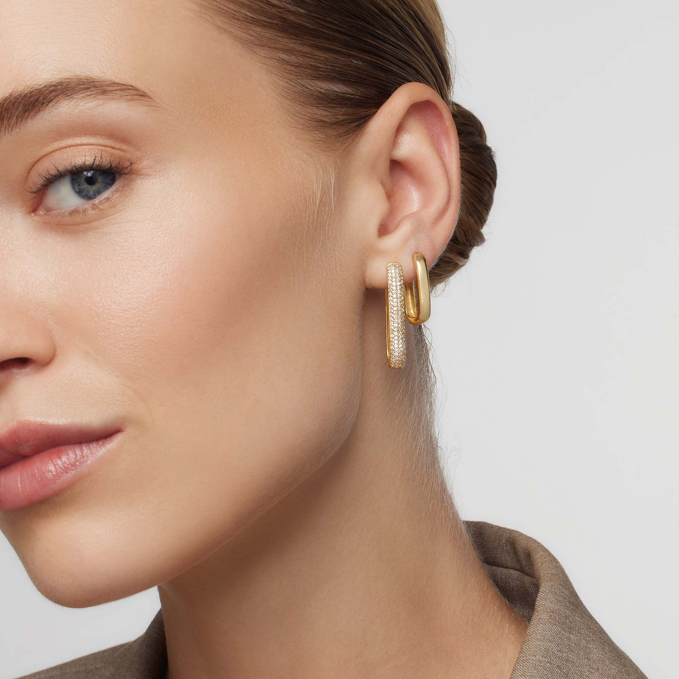 Store Pavé Creoler i Guld
