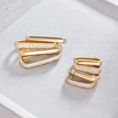 Store Pavé Creoler i Guld
