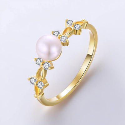 Sølvperle Zircon Ring