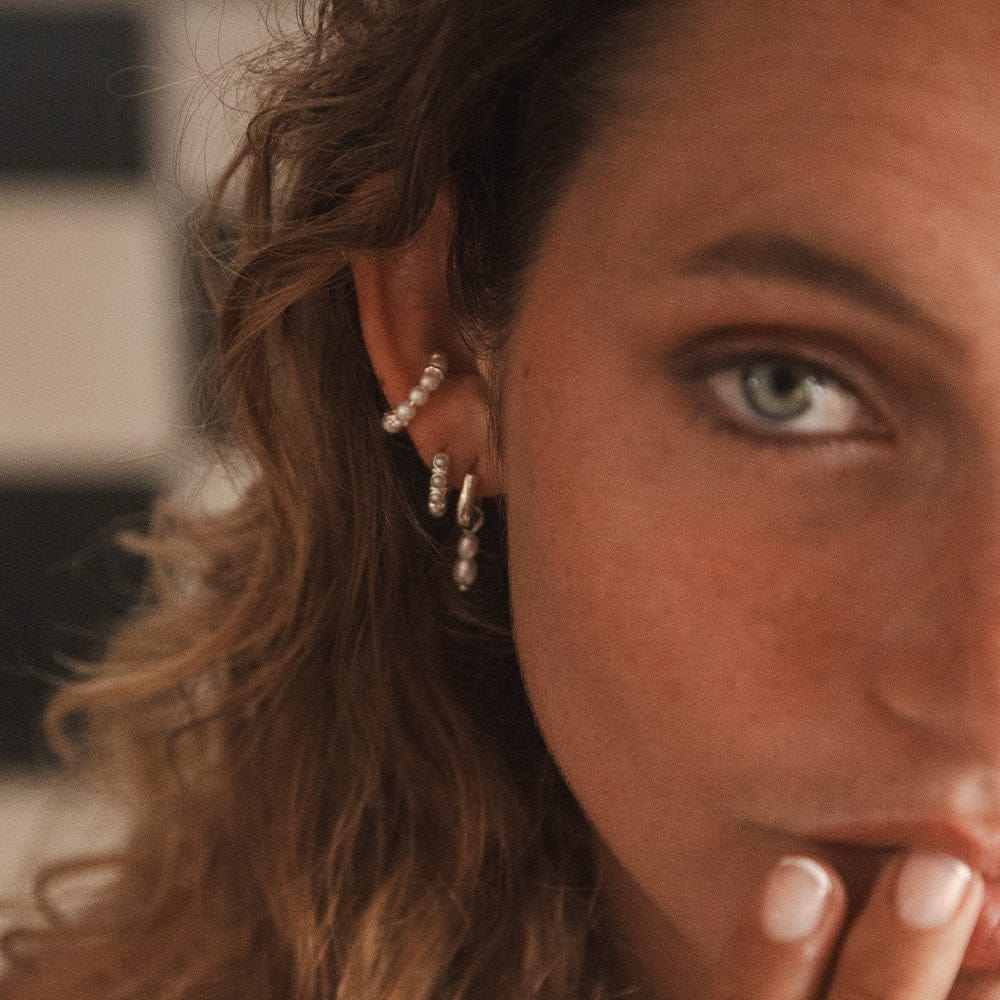 Sølvperle Cuff Øreringe