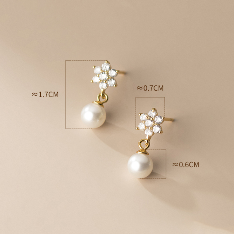 Blomst Perle Stud Øreringe