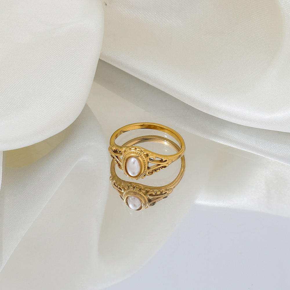 Guldbelagt Perle Vintage Ring