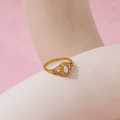 Guldbelagt Perle Vintage Ring