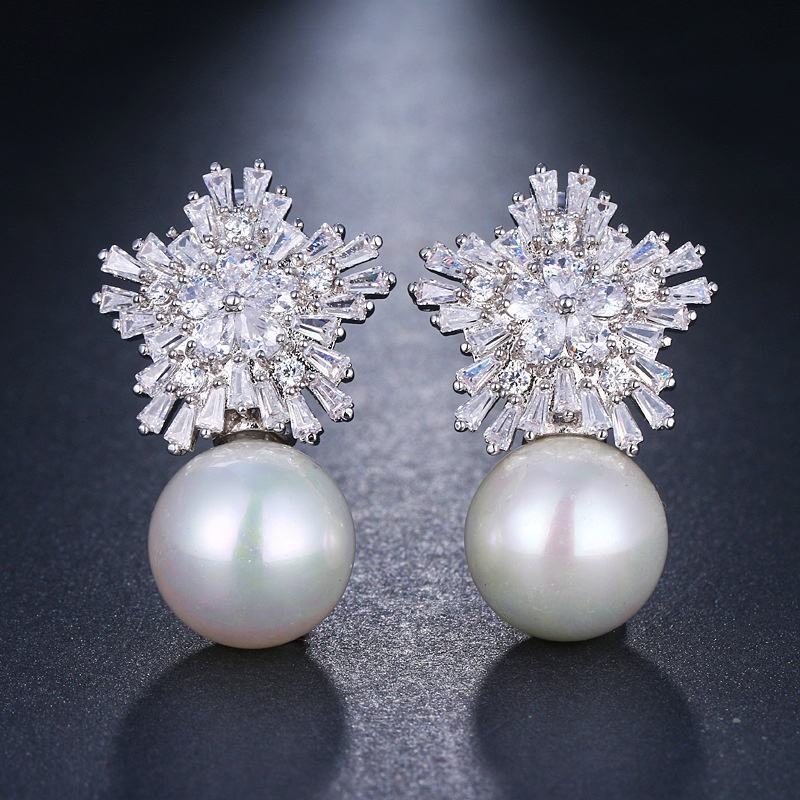 Zircon Star Pearl Charm Øreringe