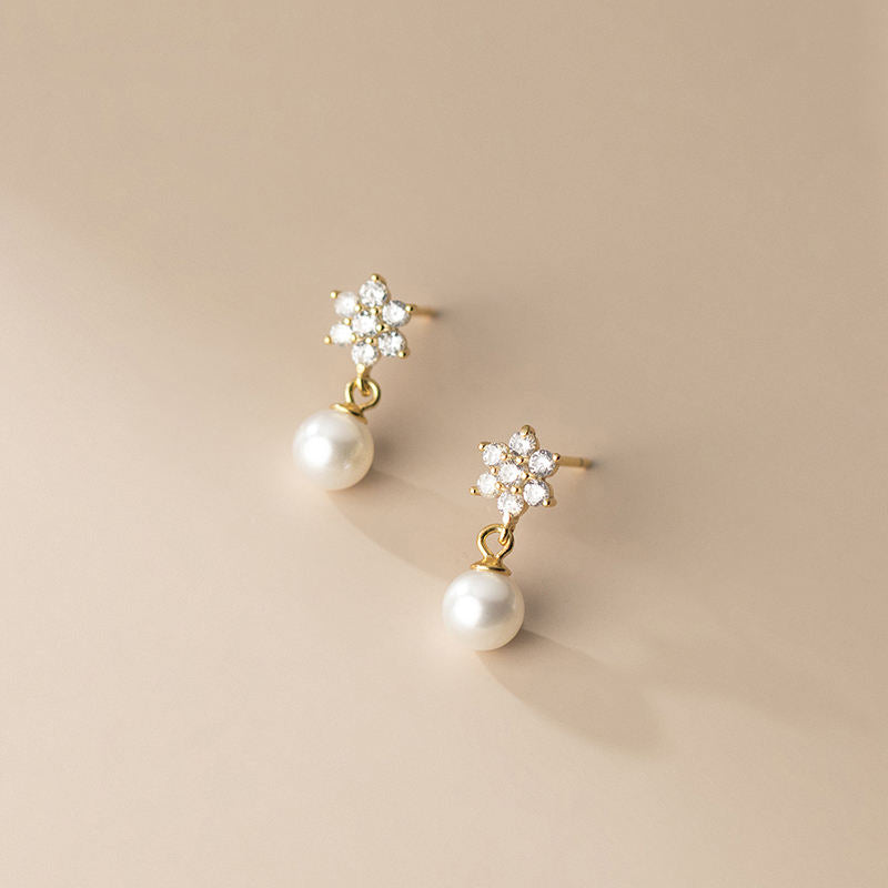 Blomst Perle Stud Øreringe