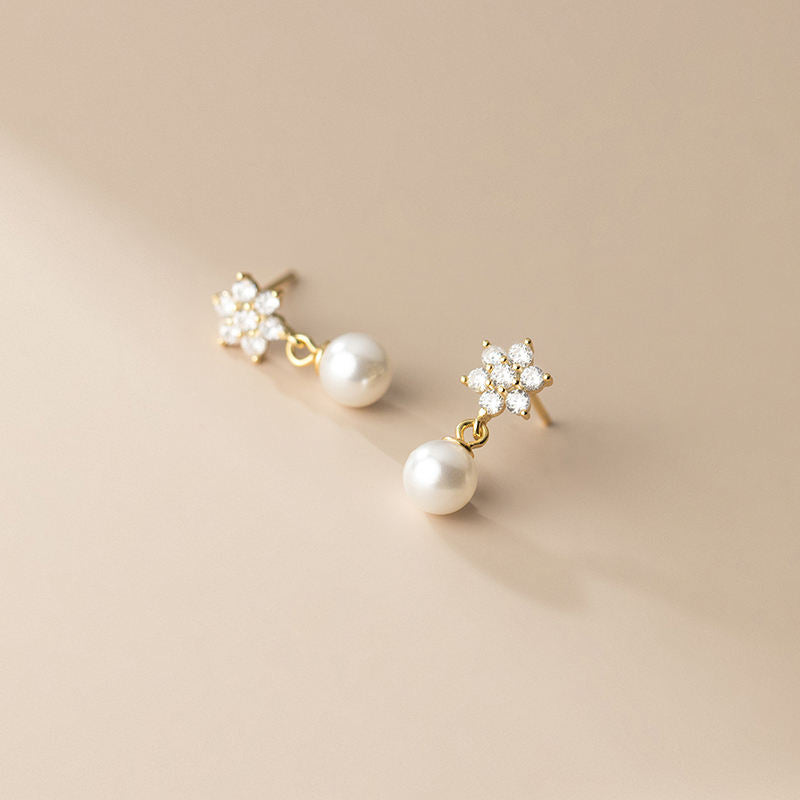 Blomst Perle Stud Øreringe