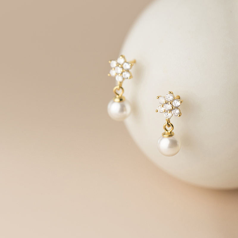 Blomst Perle Stud Øreringe