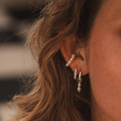 Sølvperle Cuff Øreringe