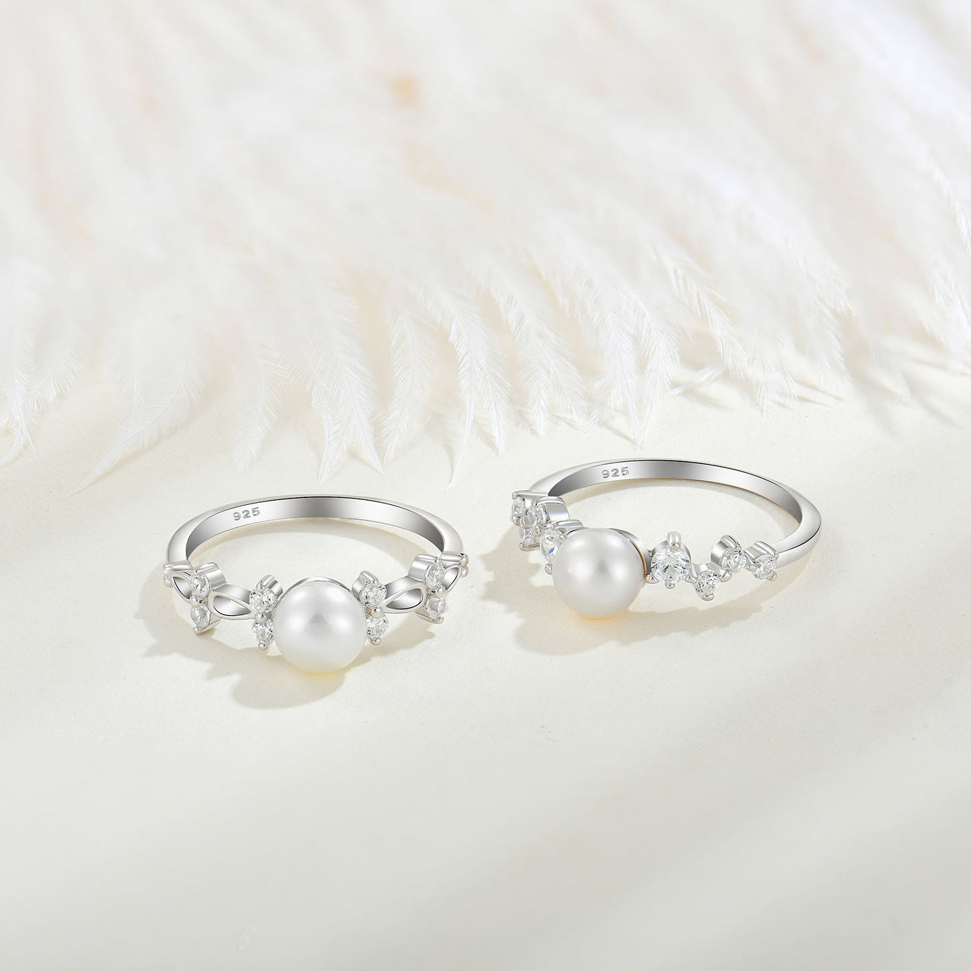 Sølvperle Zircon Ring