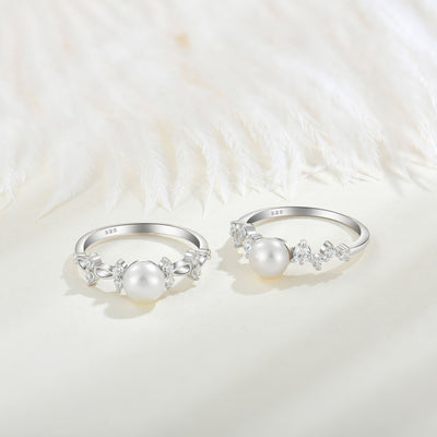 Sølvperle Zircon Ring