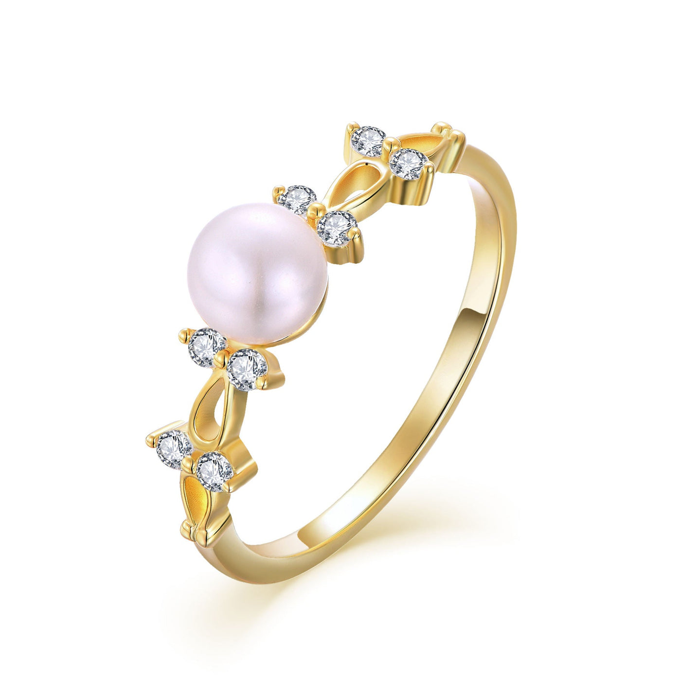 Sølvperle Zircon Ring