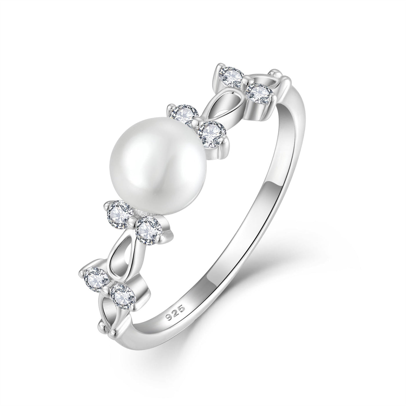 Sølvperle Zircon Ring