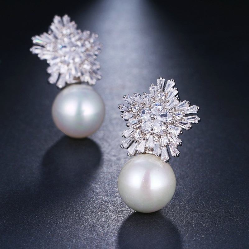 Zircon Star Pearl Charm Øreringe