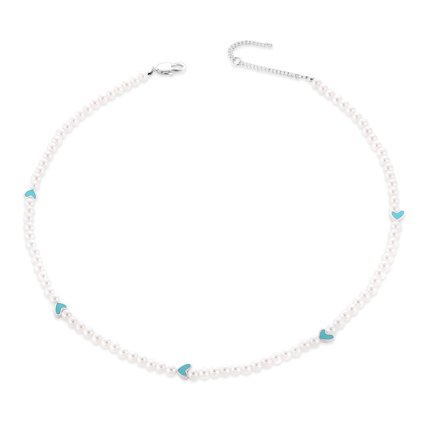 Perle Choker Halskæde med Hjerte Charms