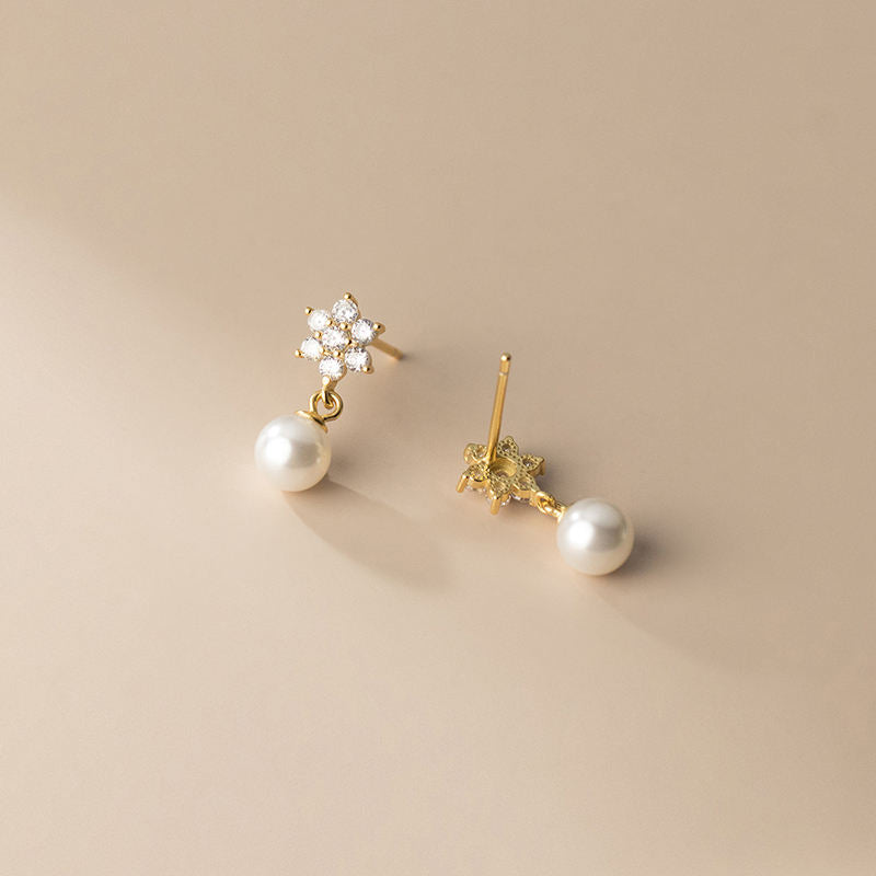 Blomst Perle Stud Øreringe