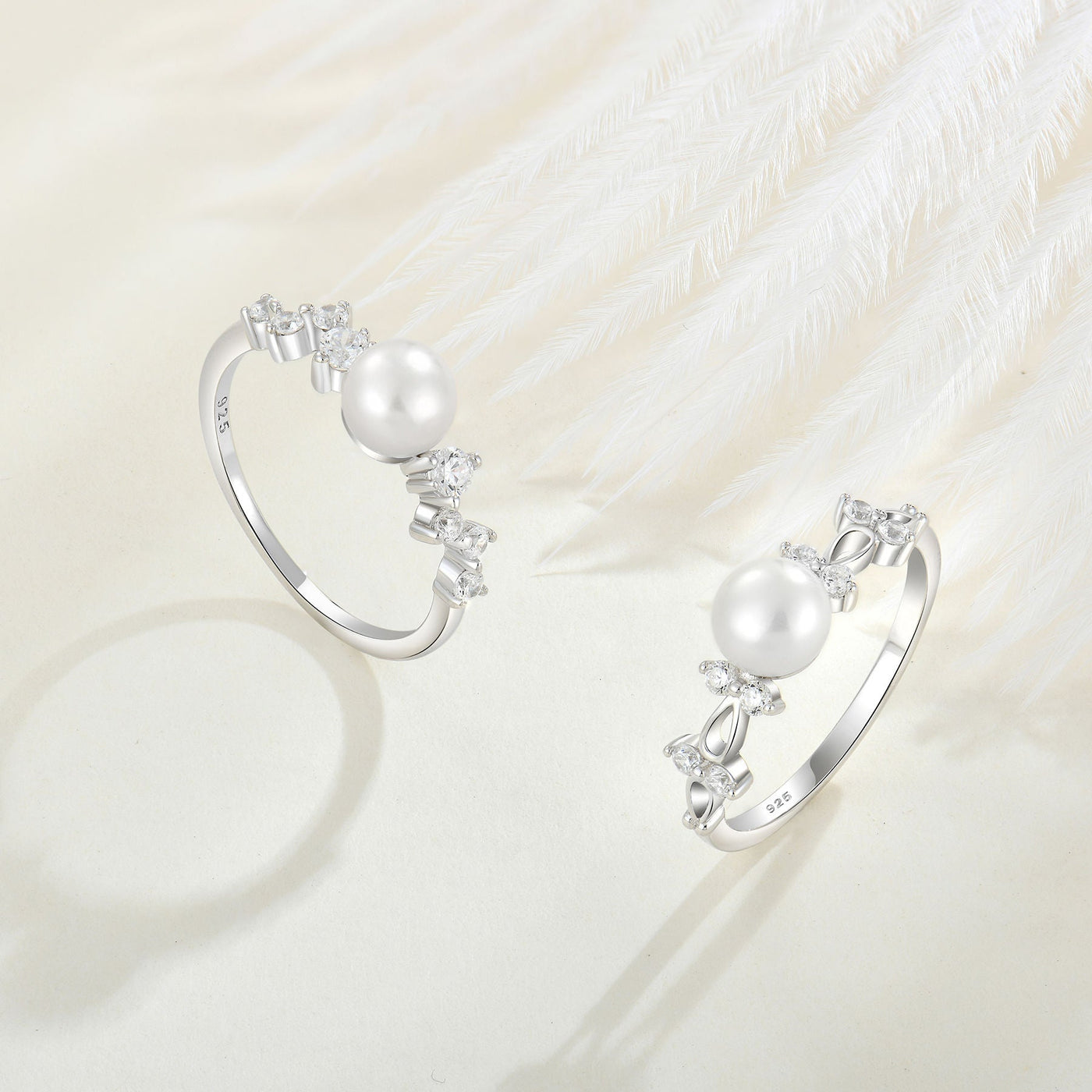Sølvperle Zircon Ring